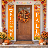 Happy Fall Porch Banner, Autumn Harvest Door Decor, Indoor Outdoor Home Decoration
