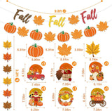 Glitter Fall Party Decorations Set, Pumpkin Maple Leaf Garland, Autumn Swirls (PVC, Cardboard)