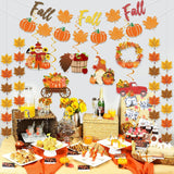 Glitter Fall Party Decorations Set, Pumpkin Maple Leaf Garland, Autumn Swirls (PVC, Cardboard)