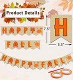 Happy Fall Banner, Rustic Harvest Garland, Pumpkin Bunting (6.6ft Rope)