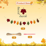 5pc Felt Maple Leaf Garland, Autumn Harvest Banner, Thanksgiving Decor