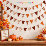 Fall Maple Leaf Burlap Banner, Autumn Triangle Flag Bunting, Rustic Party Garland