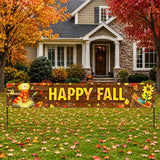 Happy Fall Scarecrow Banner, Harvest Pumpkin Maple Leaf Decor (118x20 Inch)