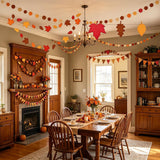 Autumn Felt Bunting Set, Maple Leaf Pennant Garland, Circle Dot Streamers, Thanksgiving Decor, Home Party