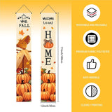 Fall Scarecrow Pumpkin Porch Banner Set, 2pc 72x12 Inch Farmhouse Outdoor Decor