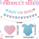 Boy or Girl Gender Reveal Banner, Glitter Hearts, Baby Shower Backdrop (118 inches)