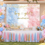 7x5FT Gender Reveal Backdrop, Watercolor Rose Gold Navy Baby Shower Photo Background