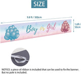 Boy or Girl Gender Reveal Banner, Baby Shower Backdrop, Lawn Party Decor (9.8x1.6FT)