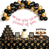 Rose Gold Glitter Graduation Banner, Class of 2026 Party Decor (Pre-assembled)