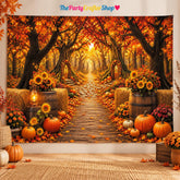 Enchanted Autumn Forest Backdrop, Fall Woodland Path Photography Prop (10x8FT)