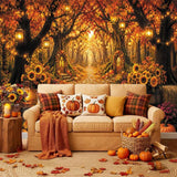 Enchanted Autumn Forest Backdrop, Fall Woodland Path Photography Prop (10x8FT)