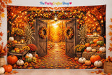 10x8FT Rustic Barn Door Fall Backdrop, Harvest Photography Prop (Vinyl)