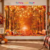 Fall Thanksgiving Backdrop, Autumn Maple Pumpkin Friendsgiving Banner (7x5FT)