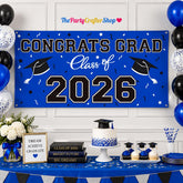 2026 Graduation Banner, Blue Congrats Grad Sign, Class of 2026 Party Decorations (65x32.7 Inch)