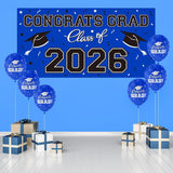 2026 Graduation Banner, Blue Congrats Grad Sign, Class of 2026 Party Decorations (65x32.7 Inch)