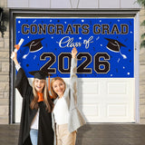 2026 Graduation Banner, Blue Congrats Grad Sign, Class of 2026 Party Decorations (65x32.7 Inch)