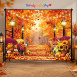 7x5FT Fall Forest Backdrop, Golden Harvest Garden Path Photography Background (Digital Print)