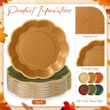 72pc Fall Paper Plates, 9 Inch Gradient Scalloped Gold Rim, Autumn Wedding Tableware