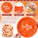 Hello Fall Maple Leaf Tableware Set, 120pc Autumn Party Dinnerware (Serves 24)
