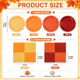 96pc Fall Gradient Plates & Napkins Set, Autumn Party Tableware (Serves 48)