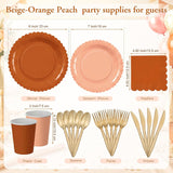 175pc Burnt Orange Tableware Set for 25 Guests, Disposable Fall Party Decor