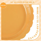 30pc Orange Scalloped Paper Plates, 9 Inch Fall Harvest Tableware (Disposable)