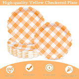 48pc Orange Gingham Paper Plates, 7 Inch Scalloped Dessert Plates (Fall Party Decor)