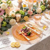 175pc Orange Gold Hammered Tableware Set, Serves 25 Guests (Disposable)