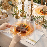 175pc Orange Gold Hammered Tableware Set, Serves 25 Guests (Disposable)