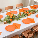 75pc Orange Scalloped Fall Tableware Set, Serves 25 Guests (Plates, Napkins, Forks)