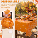 3pc Fall Floral Tablecloth Set, Orange Autumn Table Covers (54x108 Inch)
