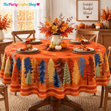 Fall Watercolor Tree Tablecloth, 60 Inch Round, Autumn Harvest Decor
