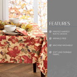 Harvest Festival Tablecloth, Autumn Leaf Print, 60x144 Inch Polyester Dining Cover