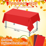 12pc Fall Plastic Tablecloth Set, Orange Yellow Red Brown, 54x108 Inch Waterproof Covers (Thanksgiving Harvest Party Decor)