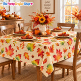 3pc Fall Maple Leaf Tablecloths, 54x108 Inch Disposable Rectangle Covers (Thanksgiving Party Decor)