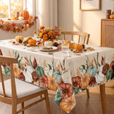 Fall Harvest Vinyl Tablecloth, Pumpkin Corn Design, Waterproof Dining Cover (60x84 Inch)