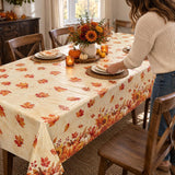 3pc Thanksgiving Tablecloth Set, 54x108 Inch Maple Leaf Pumpkin Covers (Disposable)