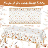 3pc Fall Floral Plastic Tablecloth Set, 54x108 Inch Wildflower Covers (Disposable)