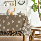 Pumpkin Print Tablecloth, Brown White Autumn Harvest Decor (60x84 Inch)