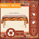3pc Fall Tablecloth Set, Pumpkin Maple Leaf Covers (54x108 Inch)