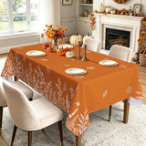 Fall Wildflower Tablecloth, Orange Autumn Leaf Polyester Cover (60x84 Inch)