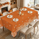 Fall Wildflower Tablecloth, Orange Autumn Leaf Polyester Cover (60x84 Inch)