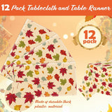 12pc Fall Maple Leaf Tablecloth Set, 54x108 Inch Disposable Covers (Thanksgiving Party Decor)