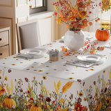 Fall Wildflower Pumpkin Tablecloth, Washable Autumn Party Decor (60x84 Inch)