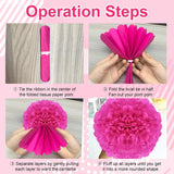 15PCS Pink Tissue Pom Poms, Layered Paper Flower Balls (9.8" & 7.9")