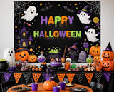 Happy Halloween Vinyl Backdrop, Spooky Ghost Party Photo Booth Decor (7x5ft)