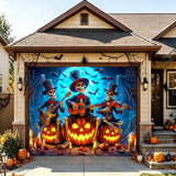 7x8 ft Halloween Garage Door Cover, Skeleton Band Horror Night Backdrop (Outdoor Indoor)