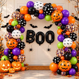 98-Piece Halloween Balloon Garland Kit, BOO Letters, Bat Pumpkin Foil Balloons (DIY Party Decorations)