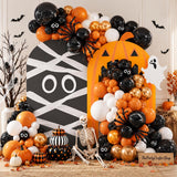 159-Piece Halloween Balloon Arch Kit, Black Orange Eye Balloons, DIY Spider Decor