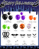 127-Piece Halloween Balloon Arch Kit, Purple Black Orange Green Confetti, Spider Web Bats (DIY Party Decor)